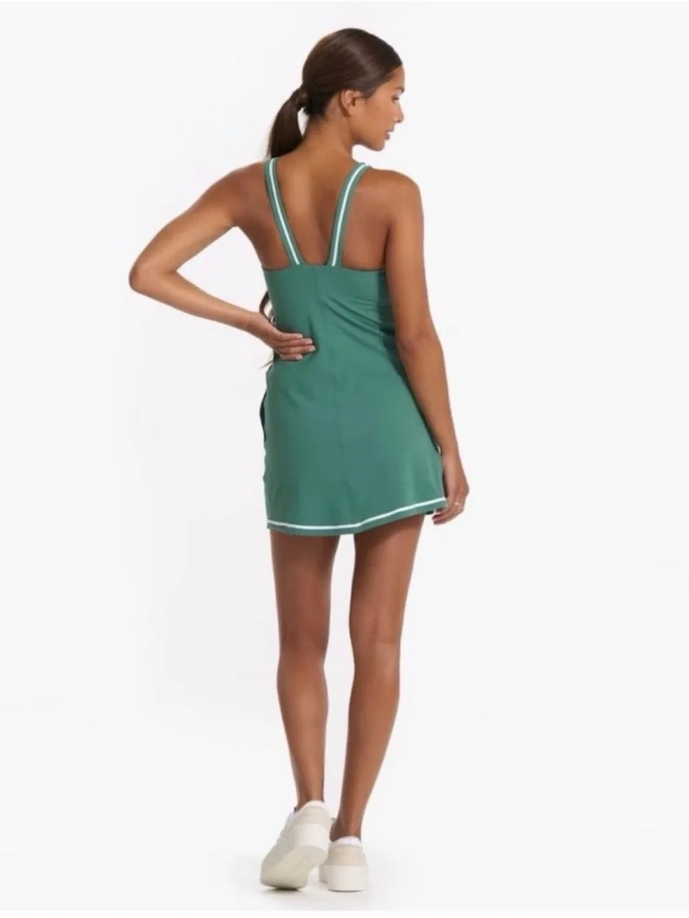 Vuori Emerald Green Racerback Tennis Dress with White Piping Size M - Picture 3 of 8